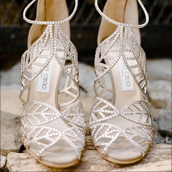 JIMMY CHOO Crystal 110MM Wedding Sandals Sz 34 - Picture 8 of 9